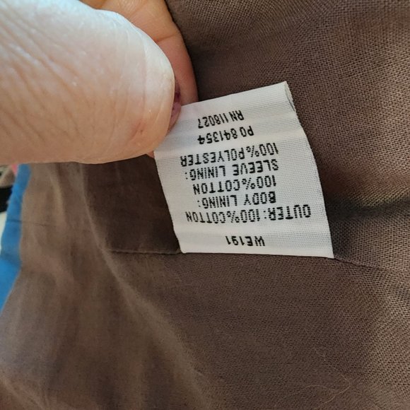 SOLDBODEN Colorblock turquoise, brown long jacket NWOT 12 Cotton - Picture 8 of 8